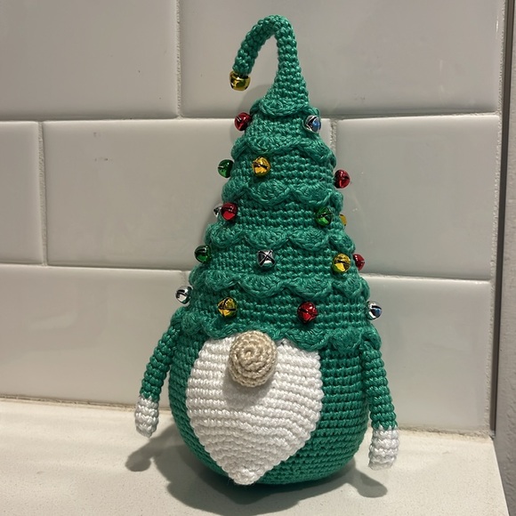 Handcrafted Christmas Tree Gnome Crochet Jingle Bell Ornaments Holiday Decor - Picture 5 of 14